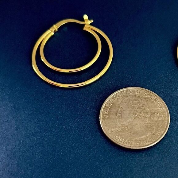 BBH Gold Vermeil Double Hoop Earringd - Picture 8 of 10